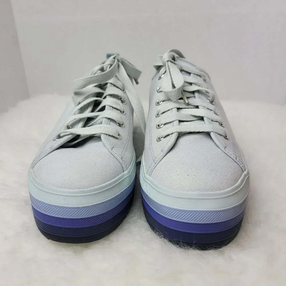 Keds Tripple Up Womens Lace Up Platform Sneakers In Light Blue Size Size 9